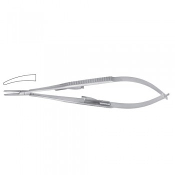 Castroviejo Micro Needle Holder Curved - Standard - With Lock Stainless Steel, 14 cm - 5 1/2"